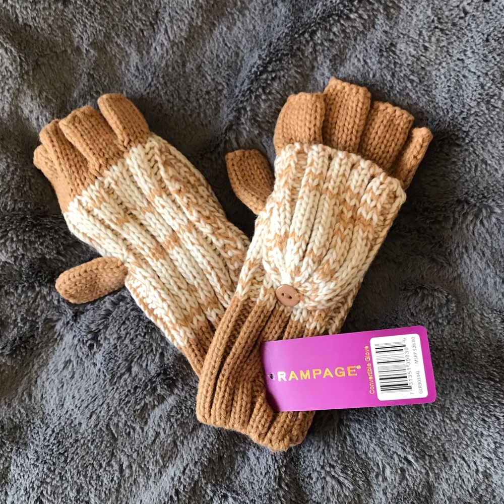 NWT Rampage Fingerless Gloves w/ Flap